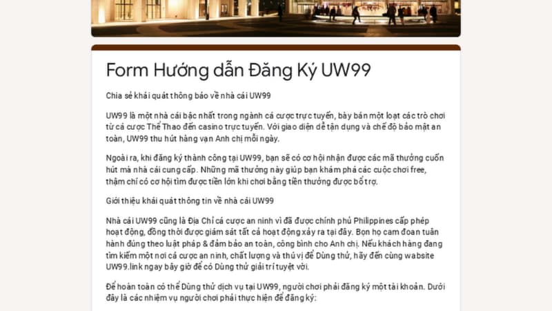 Hướng dẫn đăng ký uw99